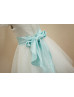 Ivory Satin Dots Tulle Knee Length Flower Girl Dress